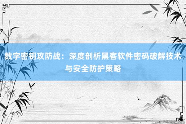 数字密钥攻防战：深度剖析黑客软件密码破解技术与安全防护策略