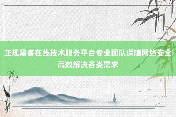 正规黑客在线技术服务平台专业团队保障网络安全高效解决各类需求
